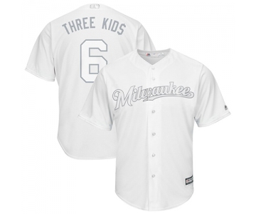 Brewers #6 Lorenzo Cain White Three Kids Players Weekend Cool Base Stitched Baseball Jersey