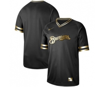 Brewers Blank Black Gold Authentic Stitched Baseball Jersey