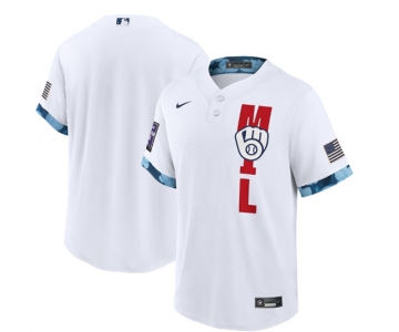 Men's Milwaukee Brewers 2021 White All-Star Cool Base Stitched MLB Jersey