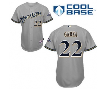 Men's Milwaukee Brewers #22 Matt Garza Gray Jersey