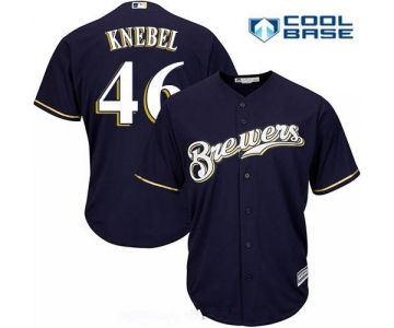 Men's Milwaukee Brewers #46 Corey Knebel Navy Blue Brewers Stitched MLB Majestic Cool Base Jersey