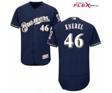Men's Milwaukee Brewers #46 Corey Knebel Navy Blue Brewers Stitched MLB Majestic Flex Base Jersey