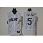 Men's Milwaukee Brewers #5 Jonathan Villar White 2020 Cool and Refreshing Sleeveless Fan Stitched Flex Nike Jersey
