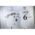 Men's Milwaukee Brewers #6 White Flexbase Authentic Collection Stitched MLB Jersey