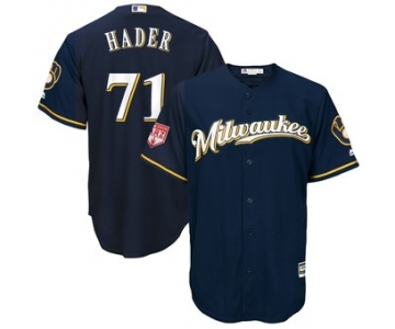 Men's Milwaukee Brewers 71 Josh Hader Majestic Navy 2019 Spring Training Cool Base Player Jersey