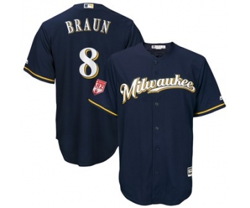 Men's Milwaukee Brewers 8 Ryan Braun Majestic Navy 2019 Spring Training Cool Base Player Jersey
