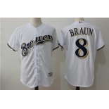 Men's Milwaukee Brewers #8 Ryan Braun White Home Stitched MLB Majestic Cool Base Jerse
