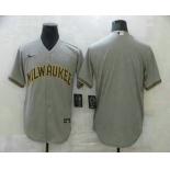 Men's Milwaukee Brewers Blank Gray Stitched MLB Cool Base Nike Jersey