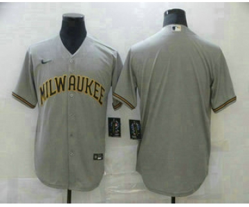 Men's Milwaukee Brewers Blank Gray Stitched MLB Cool Base Nike Jersey
