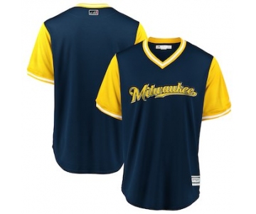 Men's Milwaukee Brewers Blank Majestic Navy 2018 Players' Weekend Team Jersey