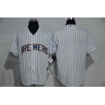 Men's Milwaukee Brewers Blank White Pinstirpe Baseball Jersey