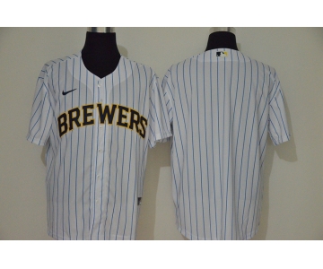 Men's Milwaukee Brewers Blank White Stitched MLB Cool Base Nike Jersey