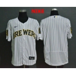 Men's Milwaukee Brewers Blank White Stitched MLB Flex Base Nike Jersey
