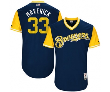 Men's Milwaukee Brewers Brett Phillips Maverick Majestic Navy 2017 Players Weekend Authentic Jersey