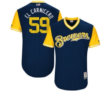 Men's Milwaukee Brewers Carlos Torres El Carnicero Majestic Navy 2017 Players Weekend Authentic Jersey