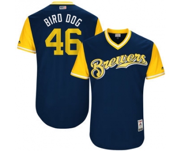 Men's Milwaukee Brewers Corey Knebel Bird Dog Majestic Navy 2017 Players Weekend Authentic Jersey
