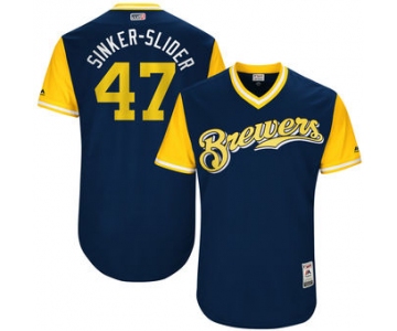 Men's Milwaukee Brewers Jett Bandy Sinker-Slider Majestic Navy 2017 Players Weekend Authentic Jersey