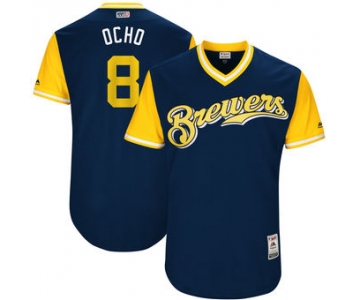 Men's Milwaukee Brewers Ryan Braun Ocho Majestic Navy 2017 Players Weekend Authentic Jersey