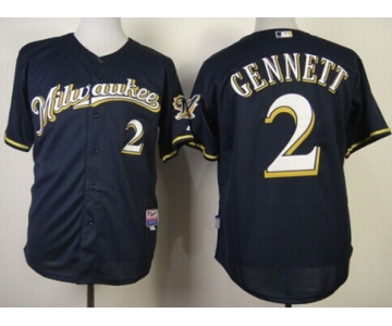Milwaukee Brewers #2 Scooter Gennett 2014 Navy Blue Jersey