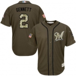 Milwaukee Brewers #2 Scooter Gennett Green Salute to Service Stitched MLB Jersey