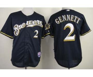 Milwaukee Brewers #2 Scooter Gennett Navy Blue Jersey