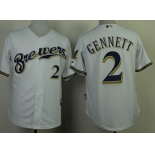 Milwaukee Brewers #2 Scooter Gennett White Jersey