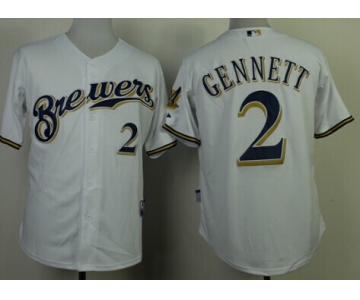 Milwaukee Brewers #2 Scooter Gennett White Jersey