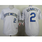Milwaukee Brewers #2 Scooter Gennett White Pinstripe Jersey