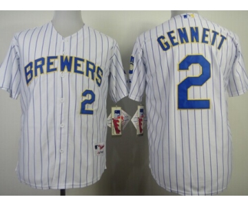 Milwaukee Brewers #2 Scooter Gennett White Pinstripe Jersey