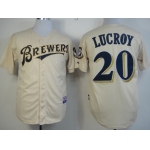 Milwaukee Brewers #20 Jonathan Lucroy Cream Jersey
