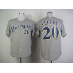 Milwaukee Brewers #20 Jonathan Lucroy Gray Jersey