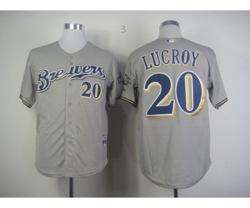 Milwaukee Brewers #20 Jonathan Lucroy Gray Jersey