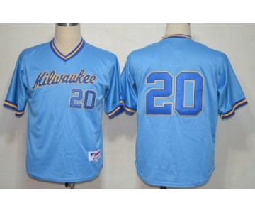 Milwaukee Brewers #20 Jonathan Lucroy Light Blue Pullover Jersey