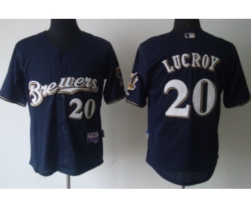 Milwaukee Brewers #20 Jonathan Lucroy Navy Blue Jersey