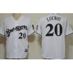 Milwaukee Brewers #20 Jonathan Lucroy White Jersey
