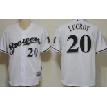 Milwaukee Brewers #20 Jonathan Lucroy White Jersey
