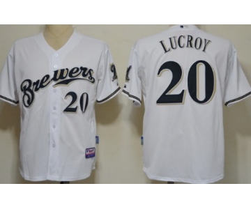 Milwaukee Brewers #20 Jonathan Lucroy White Jersey