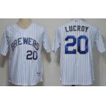 Milwaukee Brewers #20 Jonathan Lucroy White Pinstripe Jersey