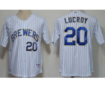 Milwaukee Brewers #20 Jonathan Lucroy White Pinstripe Jersey