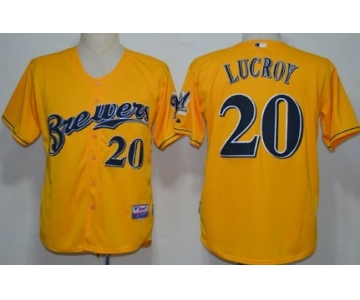 Milwaukee Brewers #20 Jonathan Lucroy Yellow Jersey