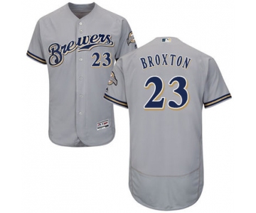 Milwaukee Brewers #23 Keon Broxton Grey Flexbase Authentic Collection Stitched Baseball Jersey