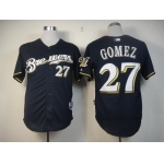 Milwaukee Brewers #27 Carlos Gomez Navy Blue Jersey