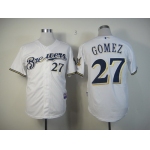 Milwaukee Brewers #27 Carlos Gomez White Jersey