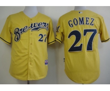 Milwaukee Brewers #27 Carlos Gomez Yellow Jersey