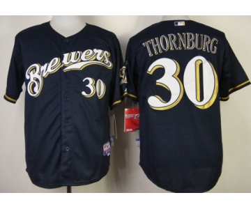 Milwaukee Brewers #30 Tyler Thornburg Navy Blue Jersey
