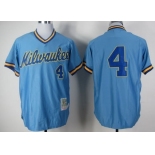 Milwaukee Brewers #4 Paul Molitor 1982 Light Blue Throwback Jersey