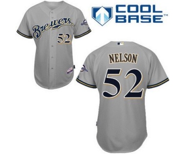 Milwaukee Brewers #52 Jimmy Nelson Gray Jersey