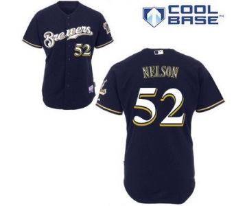 Milwaukee Brewers #52 Jimmy Nelson Navy Blue Jersey
