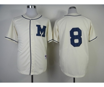 Milwaukee Brewers #8 Ryan Braun 1913 Cream M Patch Jersey