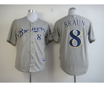 Milwaukee Brewers #8 Ryan Braun Gray Jersey